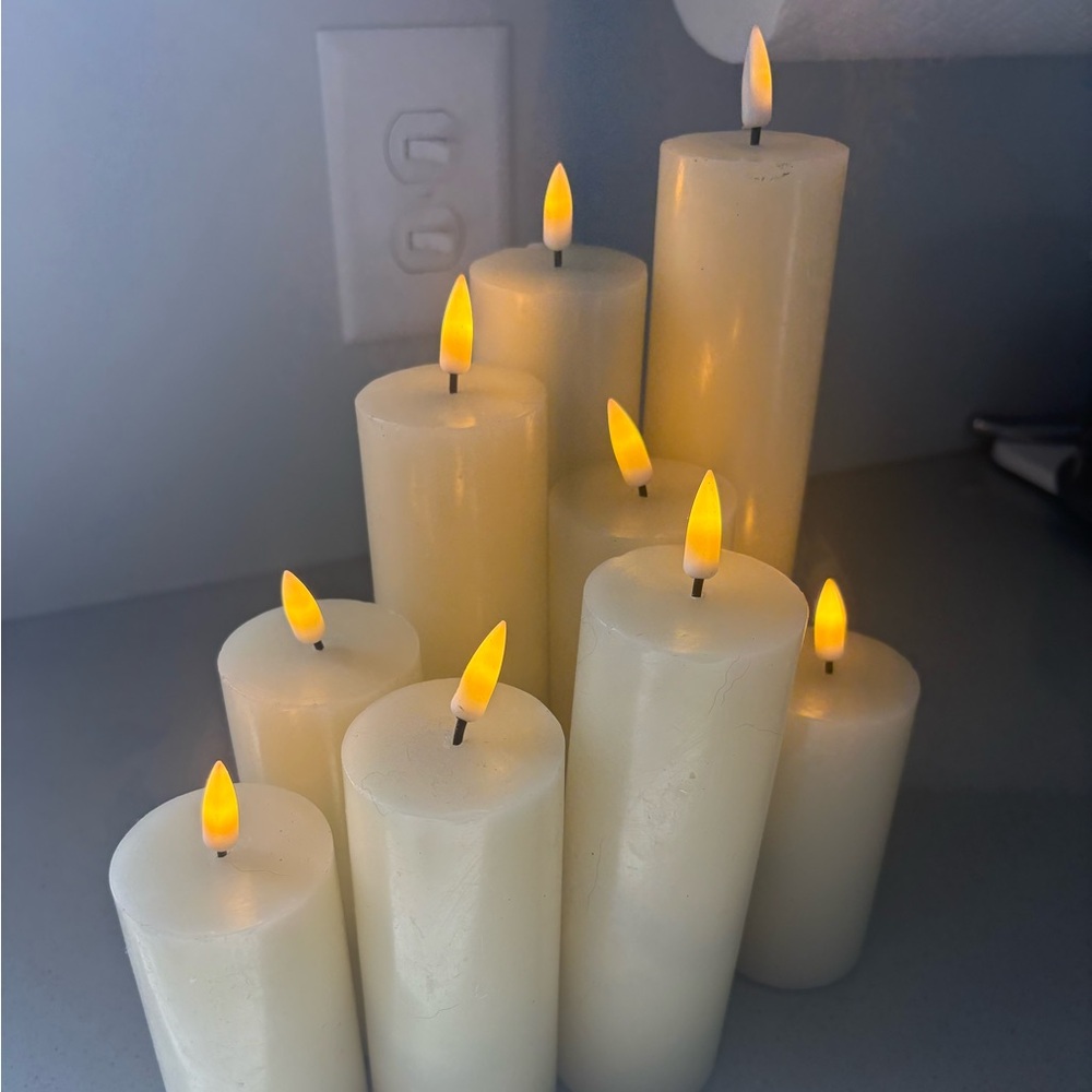 Elegant Cream LED Candle Set - 9 total